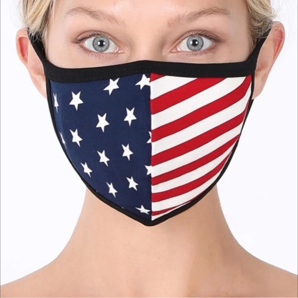 America Flag Face Mask Unisex Color Red White & Blue Size OS